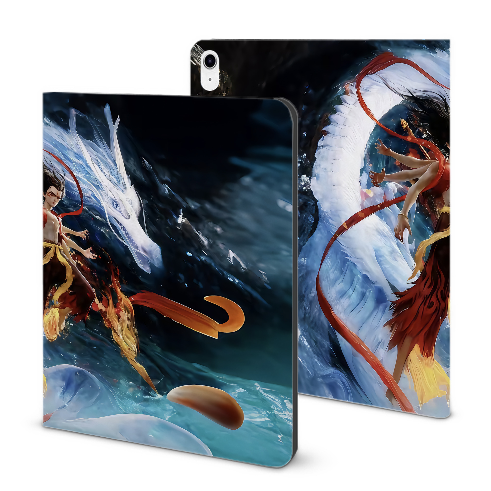 （画像用） Ne Zha 2 ナタ 魔童の大暴れ IPad ケース ブック型 PUレザー TPU 耐衝撃 軽量 薄型 ペン収納なし 全面保護 IPad 各モデル対応